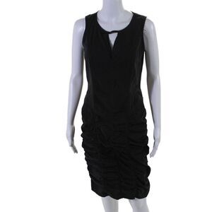 XCVI Womens Cotton Sleeveless Round Neck Pullover Dress Black Size S